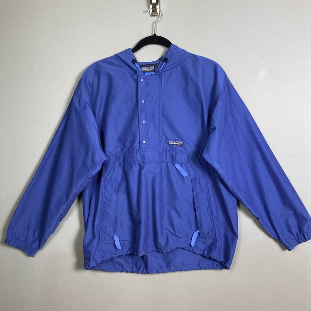 Vintage Patagonia Pullover‎ Jacket Anorak Men's Small blue hood half-zip hooded